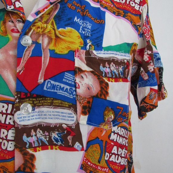 RARE Bespoke Shirt with Marilyn Monroe Brigitte Bardot French Movie Titles Sz M - Picture 9 of 15